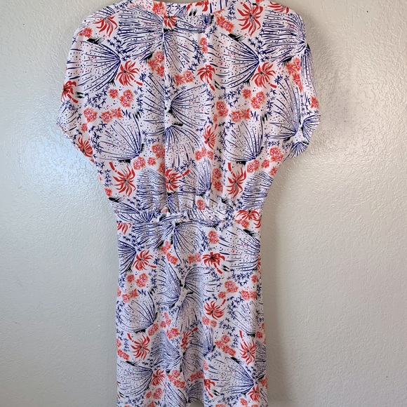 & Other Stories Floral Shinjuki Blue Red V-Neck Asian Inspired Mini Dress Size 6 - Picture 4 of 10